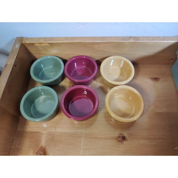 Lot Of 6 H. F. Coors Ceramic Ramekins Round Desert Colors Made In Tucson 3x1.5" - Picture 2 of 6